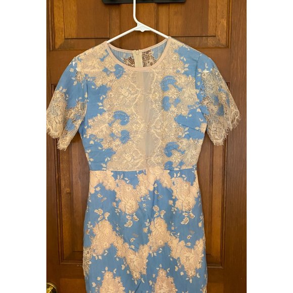 Unbranded Dress Womens Medium Summer‎ Blue Sheer Lace Embroidered Midi - Picture 1 of 16